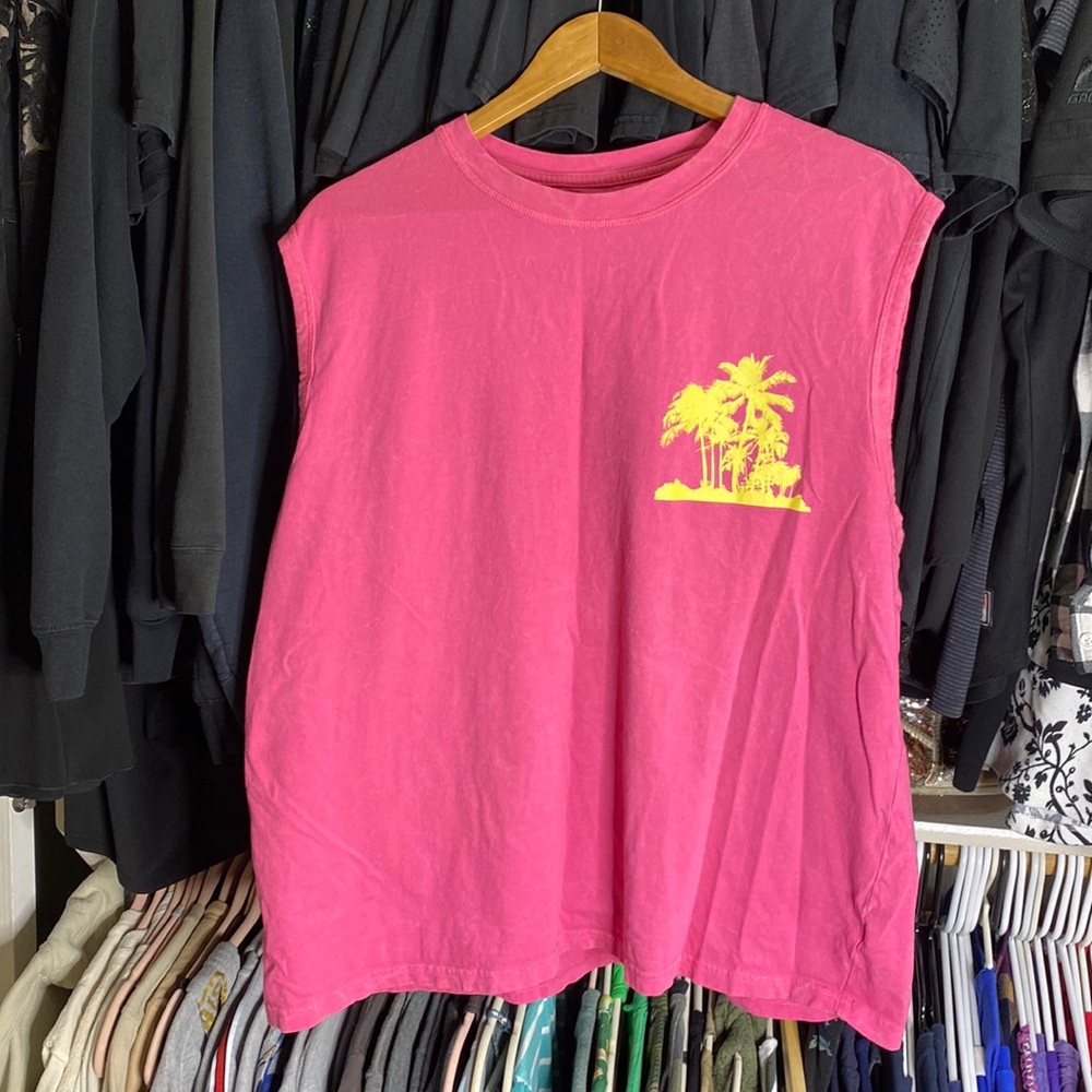 Pink and yellow muscle tank top men's size xl